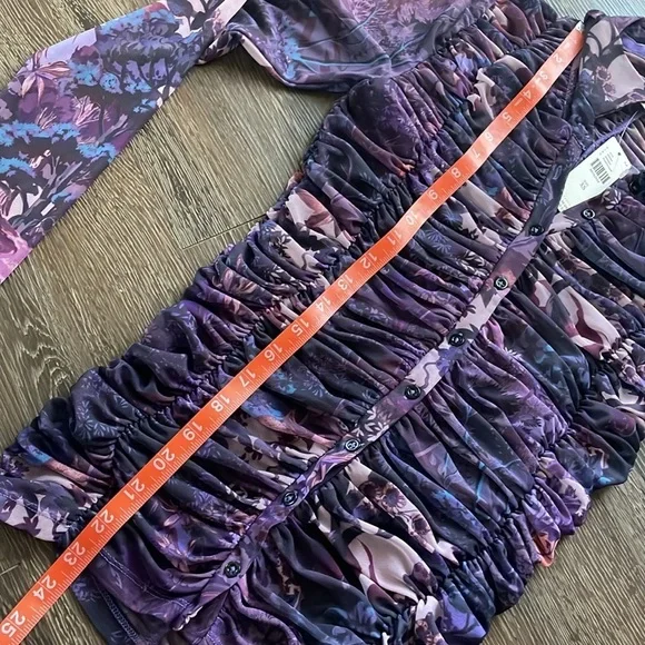 🌂💘NWT Anthropologie Pilcro collared mesh button up shirt blouse purple pink xs - Picture 9 of 9